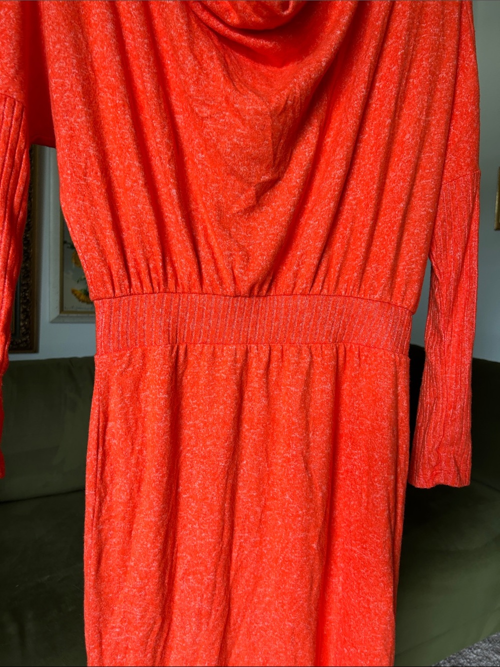 NWT! Daily Practice by Anthropologie Orange Draped Cowl Neck Sweater Dress - Picture 6 of 10